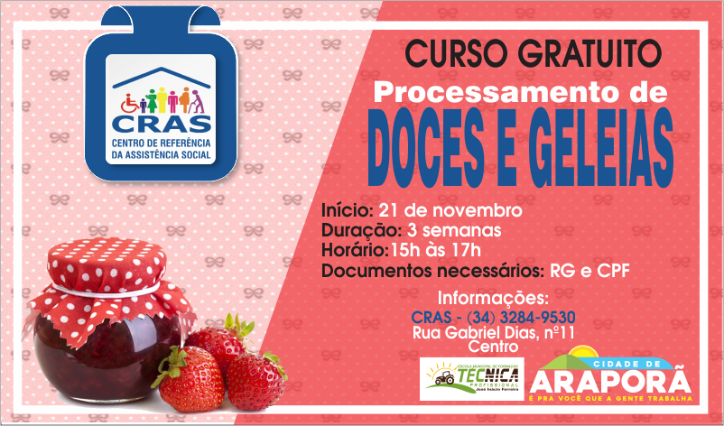 Imagem destaque notícia CRAS oferece curso gratuito de doces e geleias