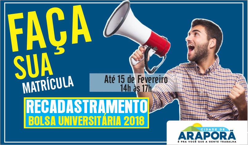 Imagem destaque notícia Prefeitura de Araporã inicia cadastro para o Bolsa Universitária