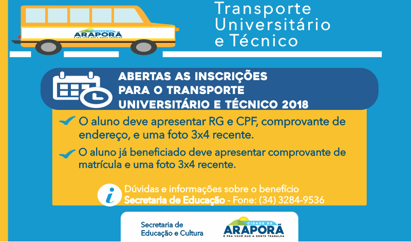 Imagem destaque notícia Secretaria da Educação inicia cadastramento de alunos para o transporte universitário