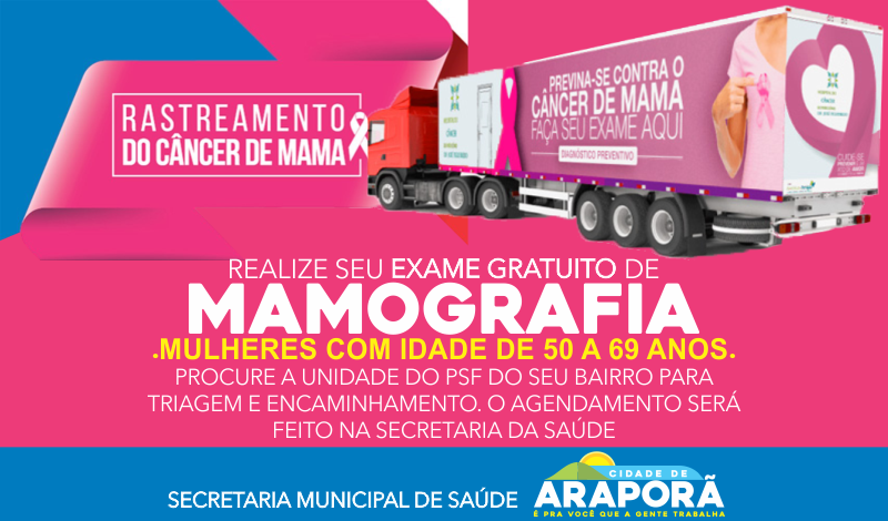 Imagem destaque notícia Araporã vai receber carreta itinerante do câncer de mama