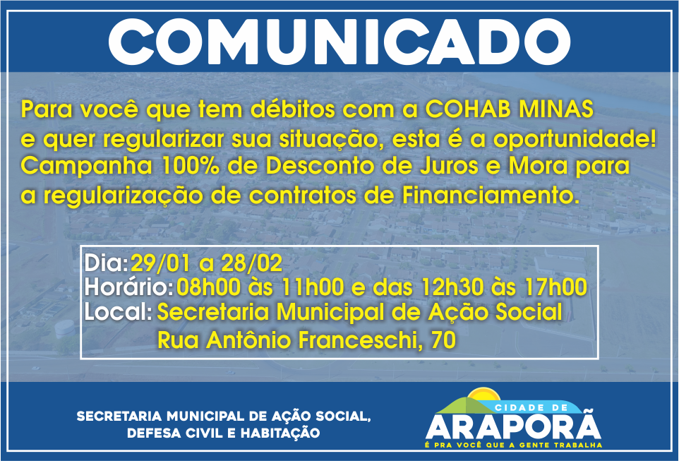 Imagem destaque notícia Cohab prorroga prazo para mutuários regular débitos