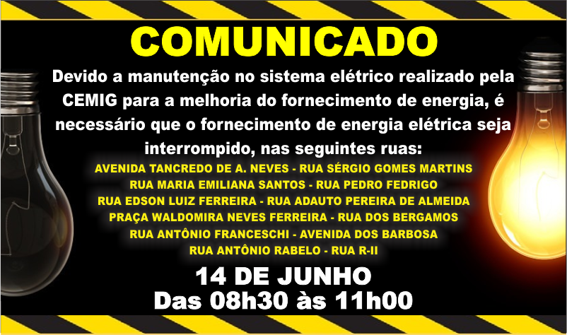 Imagem destaque notícia CEMIG informa interrupção no fornecimento de energia