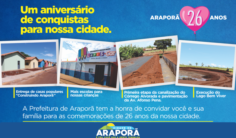 Imagem destaque notícia Um aniversário de conquistas para Araporã.