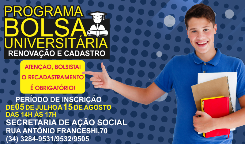 Imagem destaque notícia Prefeitura abre processo para cadastro da Bolsa Universitária