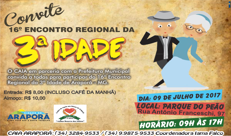 Imagem destaque notícia Arapor&atilde; vai sediar Encontro Regional da Terceira Idade